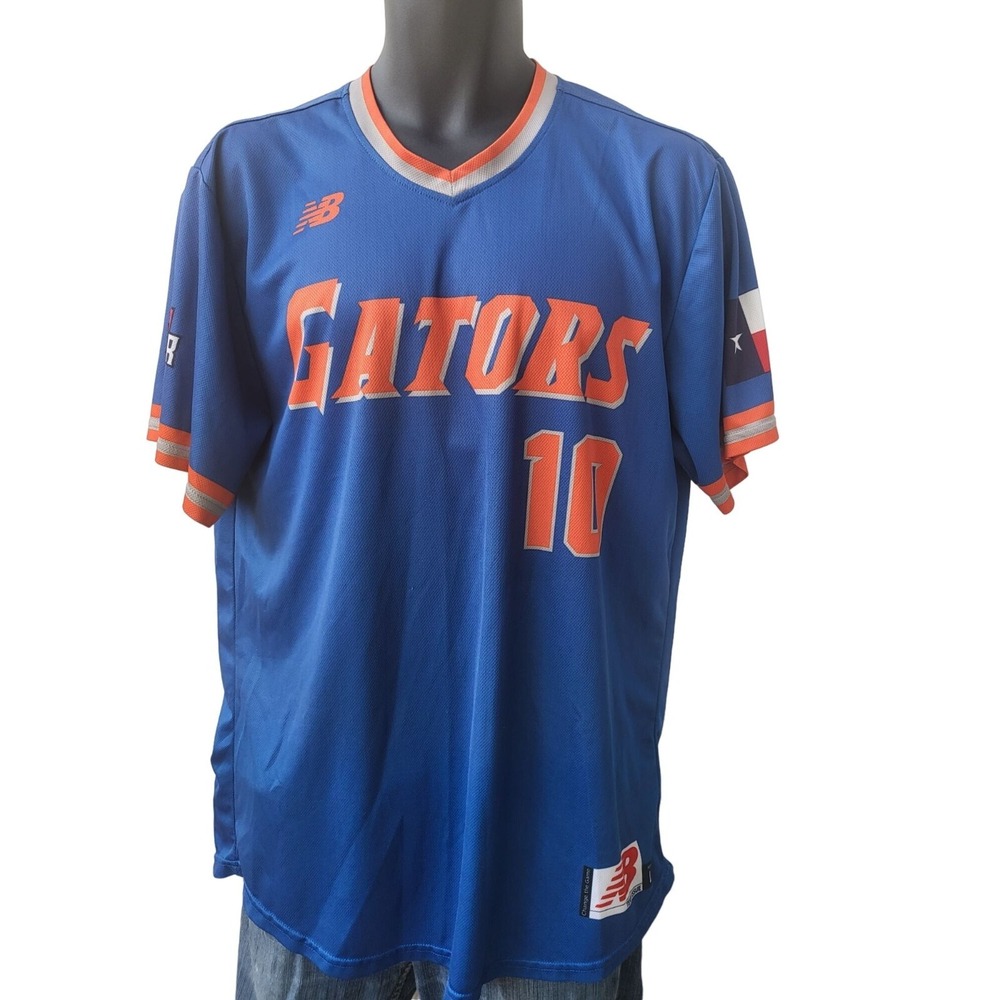 New Balance Baseball Jersey Mens Sz L Texas Premier League Gator 10 Short Sleeve